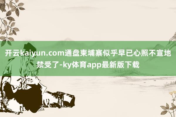開云kaiyun.com通盤柬埔寨似乎早已心照不宣地禁受了-ky體育app最新版下載